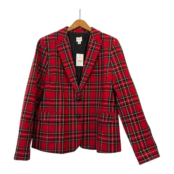 J-crew tartan Plaid Red Women's blazer -nwt - Picture 2 of 6